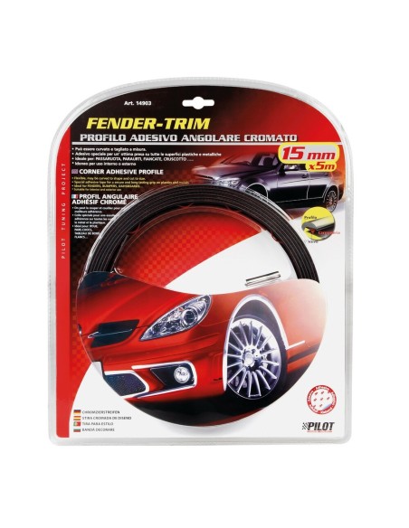 Profilo adesivo angolare cromato auto 5 metri larghezza 15mm
