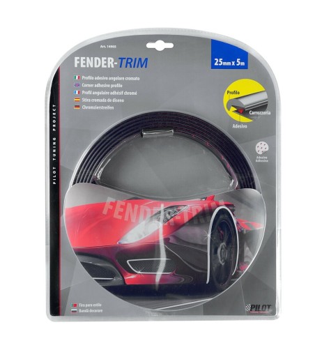 Profilo adesivo angolare cromato auto 5 metri larghezza 25mm