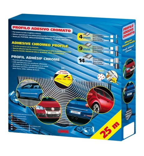 Profilo adesivo cromato nero auto 25 metri larghezza 39mm