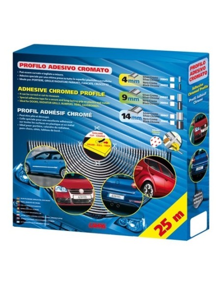 Profilo adesivo cromato auto 25 metri larghezza 14mm