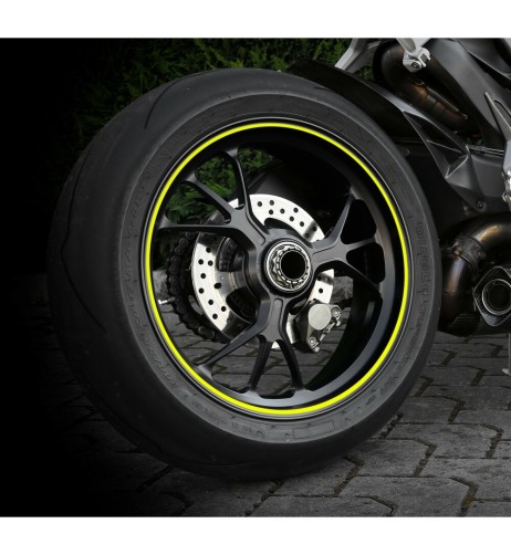 Profilo adesivo per 2 cerchi moto o 4 cerchi auto Giallo Fluo