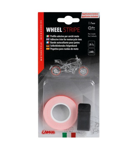 Profilo adesivo per 2 cerchi moto o 4 cerchi auto wheel stripe Rosso Fluo