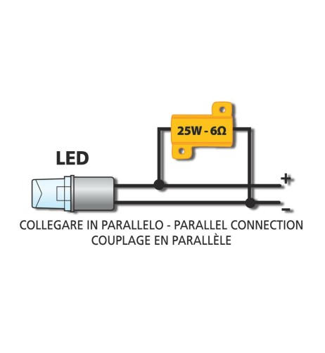 Resistenza cementata 6 OHM 25W per lampade o frecce a Led
