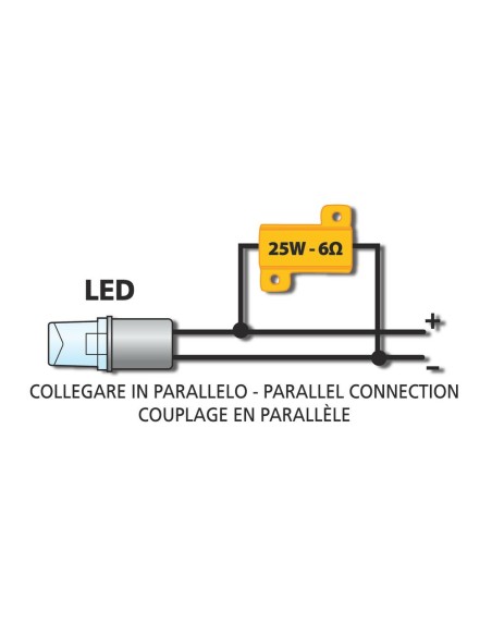 Resistenza cementata 6 OHM 25W per lampade o frecce a Led