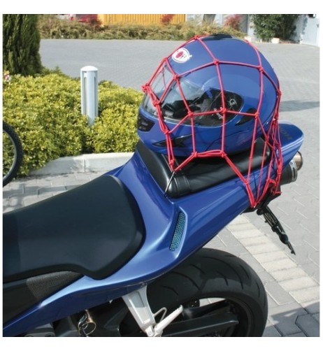 Rete elasticizzata moto porta casco porta oggetti ROSSA 42x42cm antistrappo