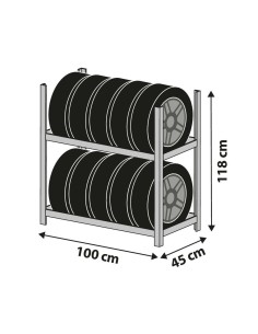 Scaffale porta 6 10 pneumatici o ruote complete 100x45x118cm 2