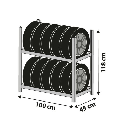 Scaffale porta 6 10 pneumatici o ruote complete 100x45x118cm