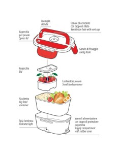 Scalda vivande elettrico con chiusura ermetica 1 5L 12 24V 50W 2