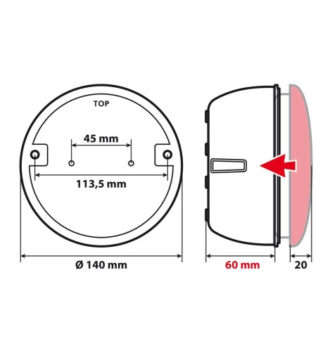 Scocca in ABS per fanali rotondi posteriori a Led