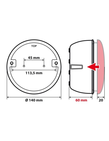 Scocca in ABS per fanali rotondi posteriori a Led