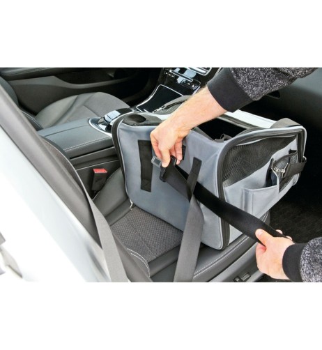 Seggiolino e trasportino auto per animali fissaggio a cintura 40x38x28cm