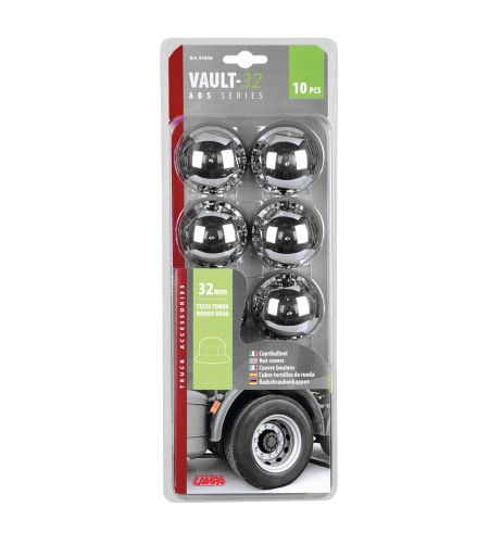 Set 10 copribulloni camion cromati in ABS diametro 32mm 97658