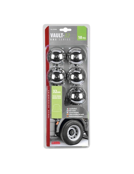 Set 10 copribulloni camion cromati in ABS diametro 32mm 97658