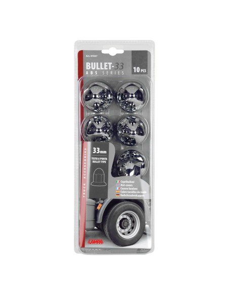 Set 10 copribulloni camion cromati in ABS diametro 33mm 97657