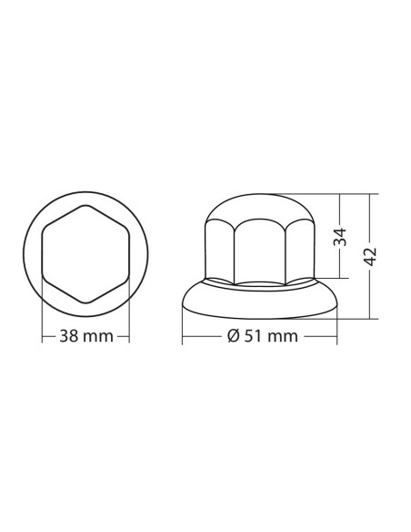 Set 10 copribulloni camion cromati in ABS diametro 33mm 97659