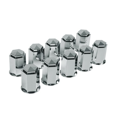 Set 10 copribulloni ruota camion in ABS diametro 33mm cromo