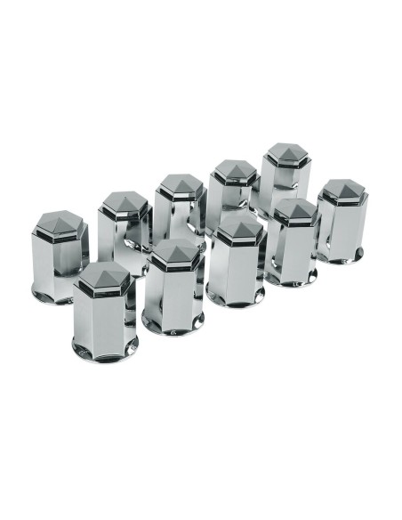 Set 10 copribulloni ruota camion in ABS diametro 33mm cromo