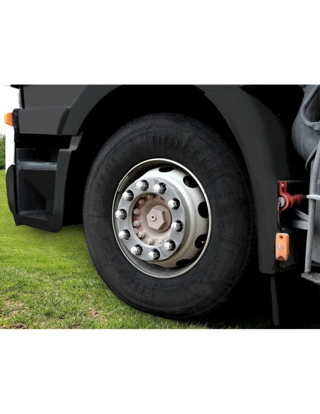 Set 10 copribulloni ruota camion in ABS diametro 33mm cromo