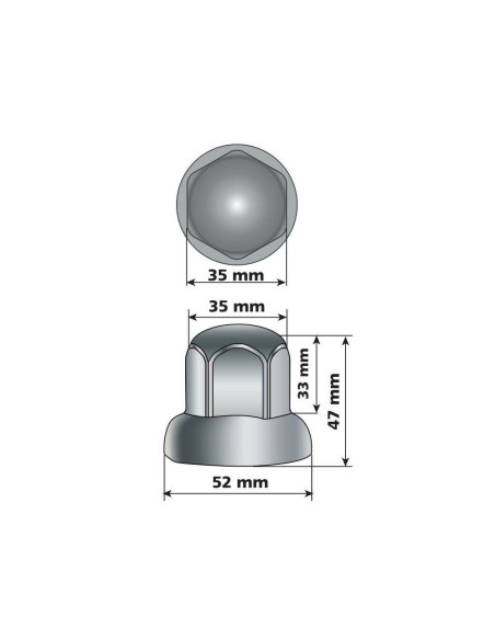 Set 10 copribulloni ruota camion in acciaio diametro 32mm testa tonda