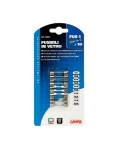 Set 10 fusibili in vetro assortiti 12 32V 5 20A