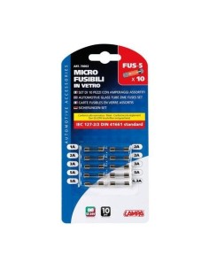 Set 10 micro fusibili in vetro assortiti 12 32V 1 6 3A