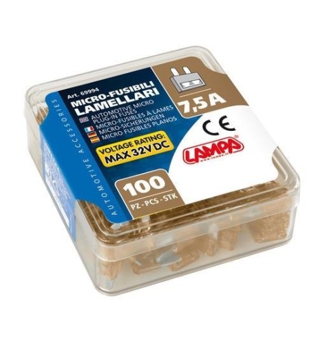 Set 100 micro fusibili lamellari monoamperaggio 12 32V 7 5A