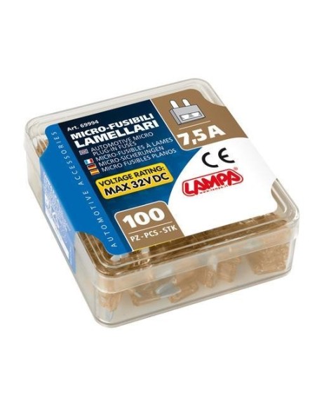 Set 100 micro fusibili lamellari monoamperaggio 12 32V 7 5A