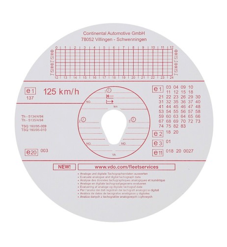 Set 100pz dischi tachigrafo omologati 125km h