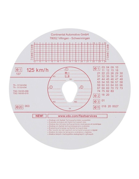 Set 100pz dischi tachigrafo omologati 125km h