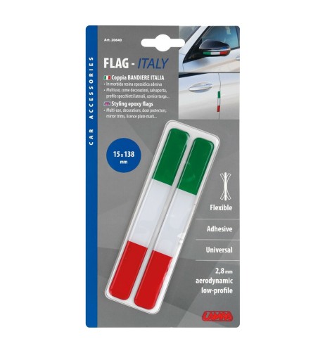 Set 2 protezioni carrozzeria in resina epossidica bandiera Italia