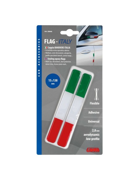 Set 2 protezioni carrozzeria in resina epossidica bandiera Italia