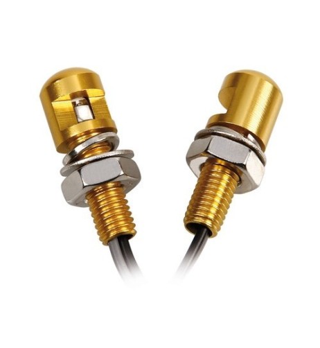 Set 2 viti 8x20mm colore oro con led 12V luce bianca moto scooter