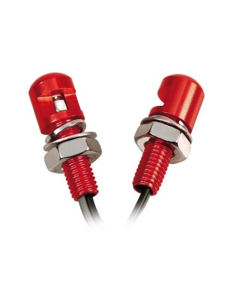Set 2 viti 8x20mm colore rosso con led 12V luce bianca moto scooter