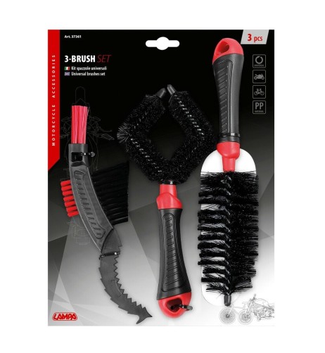 Set 3 spazzole per pulizia moto e ciclo