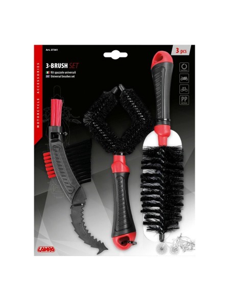 Set 3 spazzole per pulizia moto e ciclo
