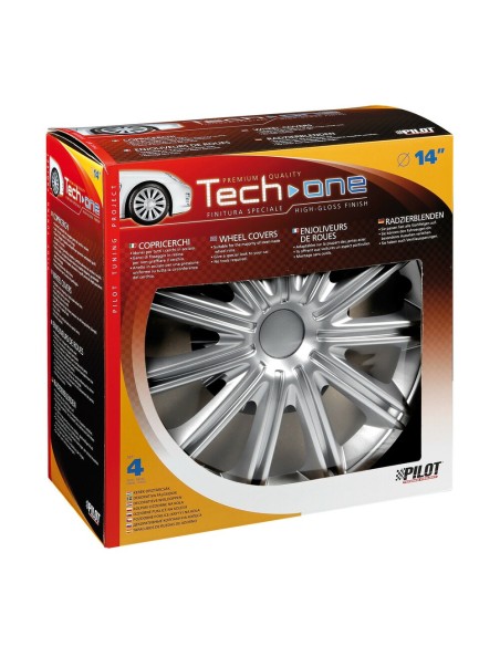 Set 4 copricerchi in ABS mod Nero colore grigio cerchi diametro 14 