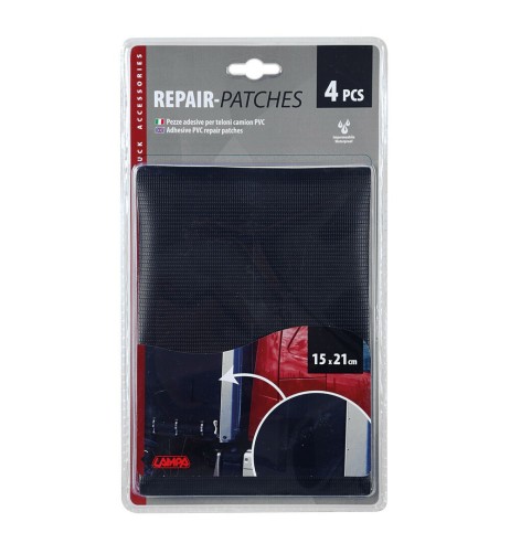 Set 4 pezze PVC adesive per teloni camion colore nero