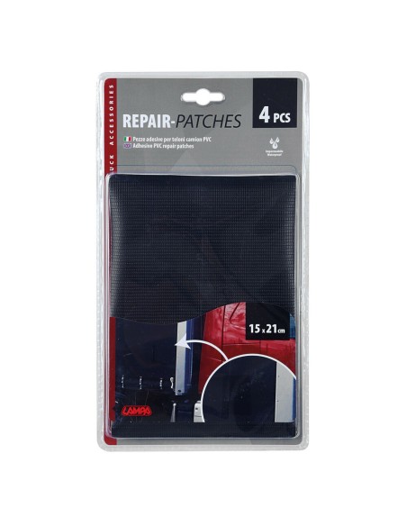 Set 4 pezze PVC adesive per teloni camion colore nero