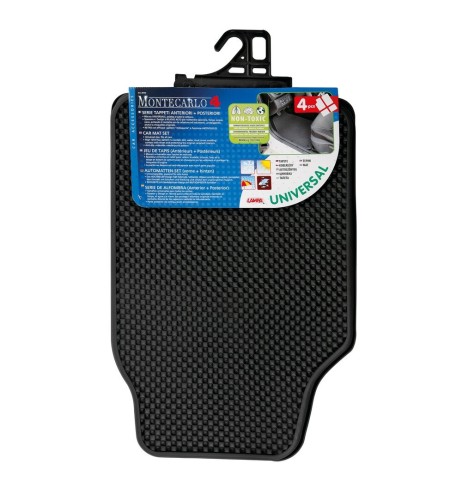 Set 4 tappetini Montecarlo universali gomma ecologica colore nero