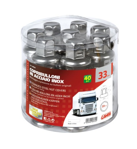 Set 40 copribulloni camion in acciaio inox diametro 33mm