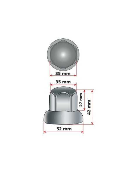 Set 40 copribulloni ruota camion in acciaio diametro 32mm testa tonda