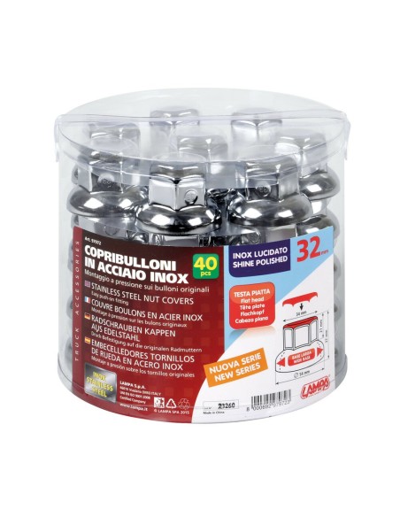 Set 40 copribulloni ruota camion in ACCIAIO INOX diametro 32mm