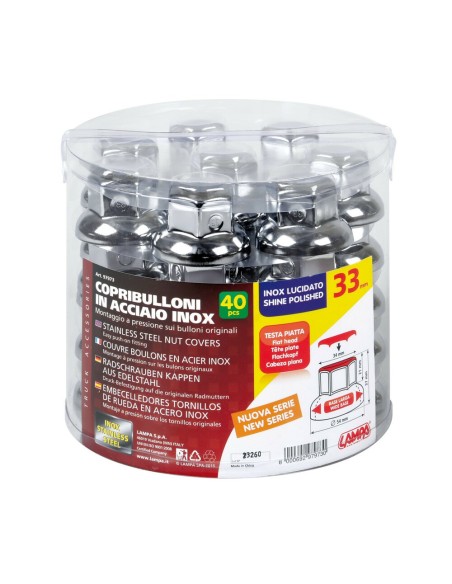 Set 40 copribulloni ruota camion in ACCIAIO INOX diametro 33mm