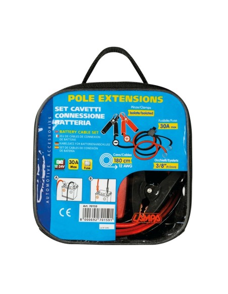 Set cavetti connessione batteria con fusibile 30A 180cm