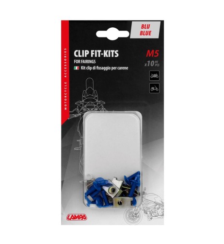 Set da 10 kit clip fissaggio M5 per carenature moto Blu