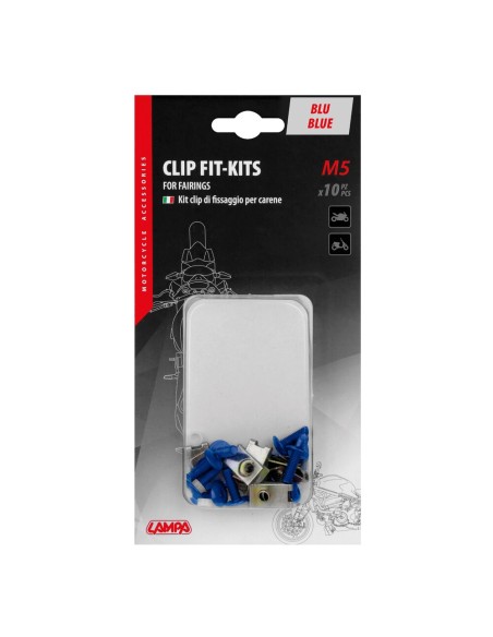 Set da 10 kit clip fissaggio M5 per carenature moto Blu