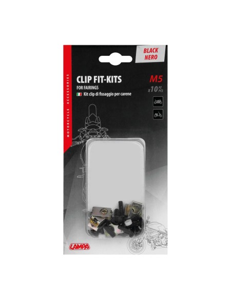 Set da 10 kit clip fissaggio M5 per carenature moto Nero
