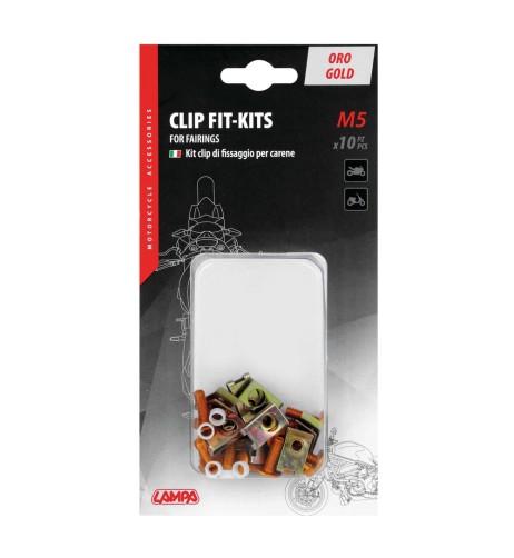 Set da 10 kit clip fissaggio M5 per carenature moto Oro