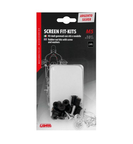Set da 10 kit fissaggio M5 per cupolini e carenature moto Argento