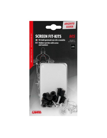 Set da 10 kit fissaggio M5 per cupolini e carenature moto Argento